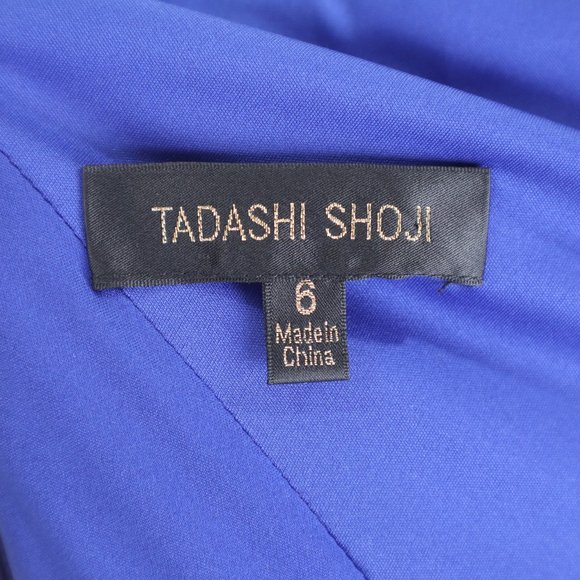 ❄ Tadashi Royal Blue Lace Illusion Floral Dress Party Wedding Formal Sheer - Picture 6 of 6